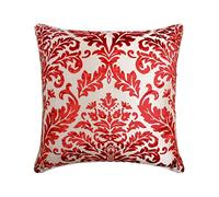 Fabric Mart Direct Cayenne Red 30x30 cm Burnout Velvet Federa Divano, Rosso Velluto Fodere per cuscino per divano, Contemporaneo Damasco Cuscini di tiro per divano - Cayenne Red Damask