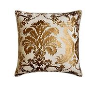 Fabric Mart Direct Oro Bianco 60x60 cm Velluto Federa Cuscino, Bianca Federa x Divano, Vittoriano Damasco Euro Sham Covers - Gold Festive