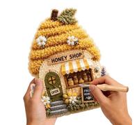 Fabric Stamping Set | Beginner Punch Needle Kits Flower Mushroom House