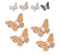 Fabricateup 2-Pack Detachable Butterfly Clips, Signatureast Detachable Butterfly Clips, 7 Color Decorative Reusable Button for Pants (Orange)