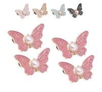 Fabricateup 2-Pack Detachable Butterfly Clips, Signatureast Detachable Butterfly Clips, 7 Color Decorative Reusable Button for Pants (Pink)
