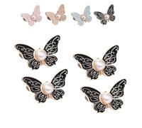 Fabricateup 2-Pack Detachable Butterfly Clips, Signatureast Detachable Butterfly Clips, 7 Color Decorative Reusable Button for Pants (Black)