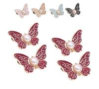 Fabricateup 2-Pack Detachable Butterfly Clips, Signatureast Detachable Butterfly Clips, 7 Color Decorative Reusable Button for Pants (Rose)