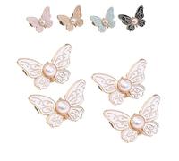 Fabricateup 2-Pack Detachable Butterfly Clips, Signatureast Detachable Butterfly Clips, 7 Color Decorative Reusable Button for Pants (White)