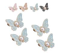 Fabricateup 2-Pack Detachable Butterfly Clips, Signatureast Detachable Butterfly Clips, 7 Color Decorative Reusable Button for Pants (Blue)