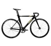 FabricBike Aero - Bicicletta Fixie, Fixed Gear, Single Speed, telaio in alluminio e forcella in carbonio, ruote da 28", 3 dimensioni, 5 colori, 7,95 kg (taglia M) (Glossy Black & Gold, L-58 cm)