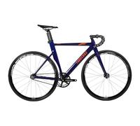 FabricBike AERO - Fixed Gear Bicicletta, Single Speed Fixie Completa mozzo, Telaio in Alluminio e Forcella in carbonio, Ruote 28, 5 Colori, 3 Dimensioni, 7.95 kg (Taglia M) (Indigo & Orange, M-54cm)