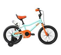 FabricBike Kids - Bicicletta per Bambini con Pedali per Bambini e Ragazze, Ruote Rimovibili da 12" e 16", 4 Colori (Aqua & Orange, 16": 3-7 Anni (da 96 a 120 cm di Altezza))