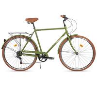 FabricBike Southken - Bicicletta da città da 28 pollici, bicicletta da città classica, bicicletta con cestino, sella confortevole, cambio a 7 velocità (Southken Olive, M-54cm)