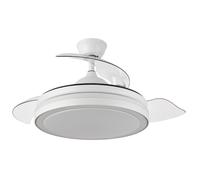 Fabrilamp Esparta Ventilatore da Soffitto con Pale Retrattili e Luce LED 72W Bianca