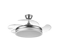 FABRILAMP TODOLAMPARA - Ventilatore da soffitto con luce LED 72 W motore DC modello BAYOMO, colore nichel, 3 tonalità, pale retrattili, 6 velocità, telecomando
