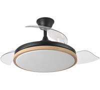 FABRILAMP Ventola DC Evros 72W Nero/Faggio 3 Pale orientabili