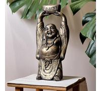 FABRIQ Buddha felice 41 cm - oro/grigio - resistente alle intemperie - Feng Shui Buddha Figura per giardino e interni