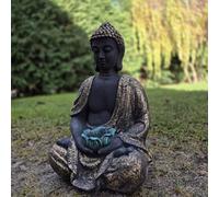 FABRIQ Grande statuetta di Buddha, 40 cm, dipinta a mano, oro resistente al gelo fino a -30 °C, ideale per giardino, meditazione, decorazione interna ed esterna (oro)
