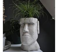 FABRIQ Moai - Statuetta decorativa in pietra, altezza 26 cm, 6 kg, dipinta a mano, resistente al gelo, per esterni