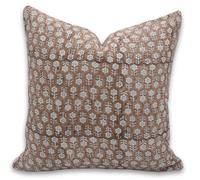 Fabritual Federa per cuscino in lino spesso, per esterni, con stampa a telaio a mano, sostenibile, fatta a mano, per divano e divano, stampa floreale con design bohémien, Tulsi buti (ruggine, 35,6 x