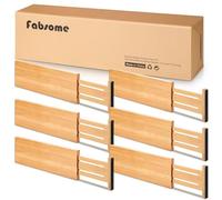 Fabsome Confezione da 6 organizer per cassetti, altezza 1,65 cm, regolabili da 43 a 55 cm, divisori per cassetti in bambù per abbigliamento per bambini, separatori in legno per cassettiera,