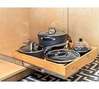 Fabsome Organizer per cassetti estraibili, in legno di bambù, per cucina, dispensa, portaspezie scorrevole, con divisori, 51,8 cm di larghezza x