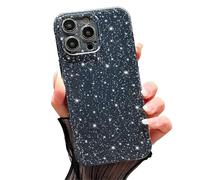 FABSPARK Custodia per iPhone 15 Pro, super carina e vibrante con glitter al neon, luccicante e lucida, antiurto, sottile, protezione per fotocamera per iPhone 15 Pro da 6,1 pollici, nera