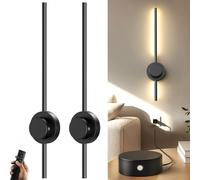 FabStyl Applique da Parete Interno da 70 cm, Moderna Luci Led Camera da Letto da 8W 30LM, Applique da Parete in Alluminio 3000K/4500K/6000K, Soggiorno, Cucina, Corridoio, Nero (2 Pezzi)