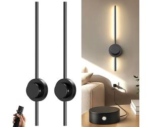 FabStyl Applique da Parete Interno da 70 cm, Moderna Luci Led Camera da Letto da 8W 30LM, Applique da Parete in Alluminio 3000K/4500K/6000K, Soggiorno, Cucina, Corridoio, Nero (2 Pezzi)