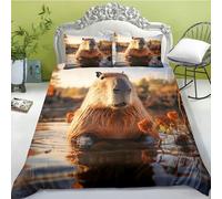 FABTOP Capybara Set di biancheria da letto per bambini, 135 x 200, con copripiumino Capybara, Capybara, per ragazzi e ragazze (9,140 x 210 cm)