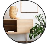 Fabuday Specchio rotondo nero per decorazione da parete, 61 cm, specchio rotondo da parete decorativo per bagno, ingresso, vanità, soggiorno, corridoio, grande specchio con cornice in metallo nero