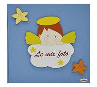 Fabula Angelo Calice - Album Portafoto Diario Nascita Formato 19x25 cm 28 Pagine - Applicazioni in Legno - cod. 1844 - Copertina Colore 127 Cielo