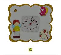 Fabula Linea Angeli Fiori - Orologio Angelo Fiore da Parete Piccolo in Legno 30x26 cm - cod. 1806g