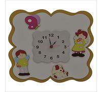 Fabula Linea Angeli Fiori - Orologio da Parete in Legno 42x36 cm - cod. 1706 - Colore Bianco e Senape