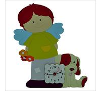 Fabula Linea Angeli Fiori - Orologio da Parete Sagoma Angelo Fiore in Legno 30x35 cm - Cod. 1808g