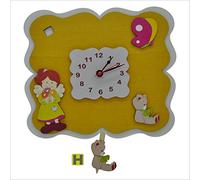 Fabula Linea Angeli Fiori - Orologio Pendolo Angela Fiore da Parete Piccolo con Pendaglio in Legno 30x26 cm - cod. 1807h