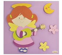 Fabula Linea Angeli Musicisti - Album Fotografico Diario Nascita Formato 19x25 cm - 28 Pagine - Angelo Chitarra con Copertina Colore 204 Lilla con Applicazioni in Legno - cod. 847