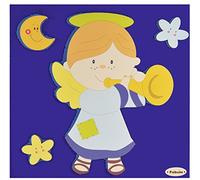 Fabula Linea Angeli Musicisti - Album Fotografico Diario Nascita Formato 19x25 cm - 28 Pagine - Angelo Tromba con Copertina Colore 131 Blu con Applicazioni in Legno - cod. 1341