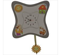 Fabula Linea Home - Orologio Pendolo da Parete con Pendaglio in Legno 42x36 cm - cod. 1507 - Colore Bianco e Tortora