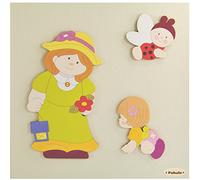 Fabula Linea La Campagna - Album Fotografico Diario Nascita Formato 19x25 cm - 28 Pagine - Campagnola e Bimba con Copertina Colore 186 Panna con Applicazioni in Legno - cod. 1137