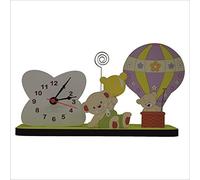 Fabula Linea Mongolfiera - Orologio da Tavolo con Spirale Portafoto in Legno 30x17x8 cm - cod. 1611 - Colore Muschio