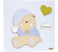 Fabula Linea Orso Ciuccio - Diario Nascita Orsetto Cielo - Formato cm 19x25 con Copertina 250 Bianco e Applicazioni in Legno - 28 Pagine - cod. 165235