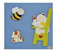 Fabula Linea Teneri Orsi - Album Portafoto Diario Nascita Formato 19x25 cm 28 Pagine - Applicazioni in Legno - cod. 1445 - Copertina Colore 127 Cielo