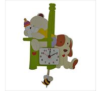 Fabula Linea Teneri Orsi - Orologio Pendolo da Parete Sagoma Orso Biberon con Pendaglio in Legno 29x35 cm - cod. 1809b