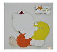 Fabula Orso Lumaca - Album Portafoto Diario Nascita formato 19x25 cm 28 pagine - applicazioni in Legno - Cod. 1892 - Copertina colore 186 Panna