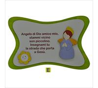 Fabula - Preghiera da Parete 'Angelo di Dio' Stampata su Pannello con Applicazioni in Legno Dimensioni 32x21 cm - cod. 1813e