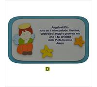 Fabula - Preghiera da Parete 'Angelo di Dio' Stampata su Pannello con Applicazioni in Legno Dimensioni 32x21 cm - cod. 1813d