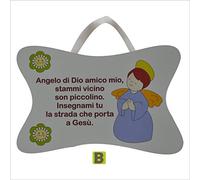 Fabula - Preghierina da Parete 'Angelo di Dio' Stampata su Pannello con nastrino Dimensioni 19x12 cm - cod. 1838b