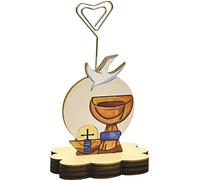 Fabula Prima Comunione - Portafoto con Mini Supporto Cuore Calice Panna - Dimensioni Base nuvoletta Sabbia cm 6x3,5 - cod. 160148M