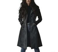 FABULETTA Cappotto lungo da donna in camoscio retrò, slim fit | Per look retrò, per un taglio slim fit, maniche lunghe, colletto con risvolto, per l'inverno
