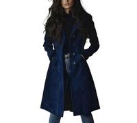 FABULETTA Cappotto lungo da donna in camoscio retrò, slim fit | Per look retrò, per un taglio slim fit, maniche lunghe, colletto con risvolto, per l'inverno