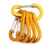 FABULETTA Confezione da 5 moschettoni leggeri in lega di alluminio a forma di D, ganci a scatto a molla e portachiavi con anello a D per esterni, escursionismo, pesca e accessori per attrezzi (oro)