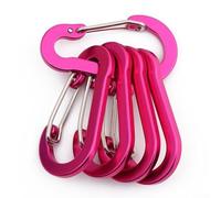 FABULETTA Confezione da 5 moschettoni leggeri in lega di alluminio a forma di D, ganci a scatto a molla e portachiavi con anello a D per esterni, escursionismo, pesca e accessori per attrezzi (rosso