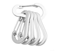 FABULETTA Confezione da 5 moschettoni leggeri in lega di alluminio a forma di D, ganci a scatto a molla e portachiavi con anello a D per esterni, escursionismo, pesca e accessori per attrezzi (argento